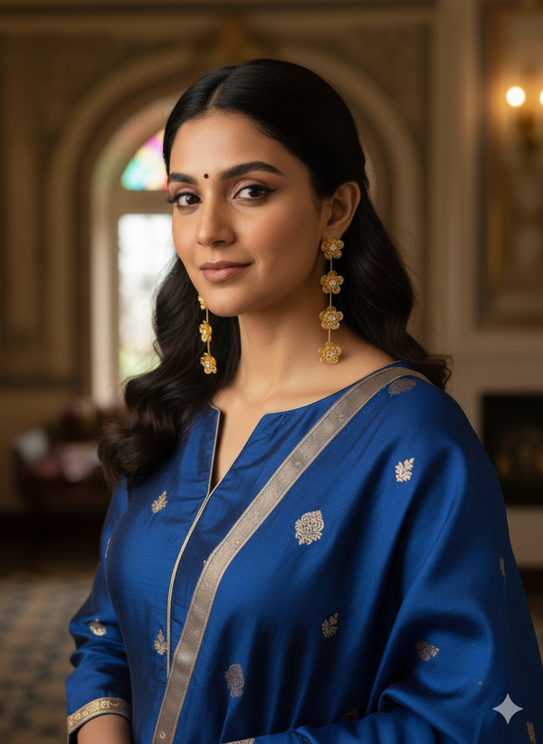 Korean gold plated floral earring