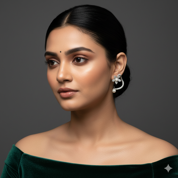 Floral pearl vine earring.