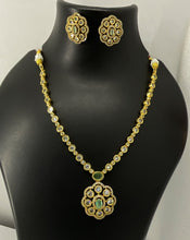 Green stone kundan set