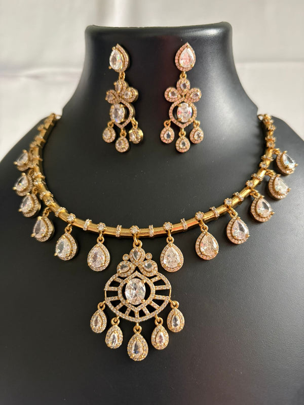 pink CZ party necklace set