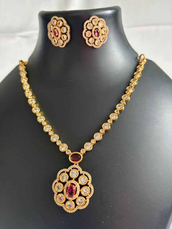 kundan ruby neck piece