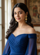 Gold plated floral hanging earrings