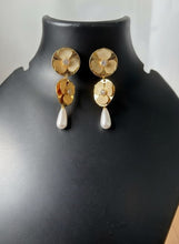 Gold plated floral hanging earrings