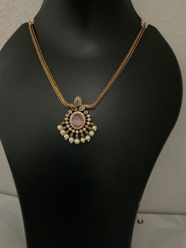 simple pink stone necklace #Style# 1316.