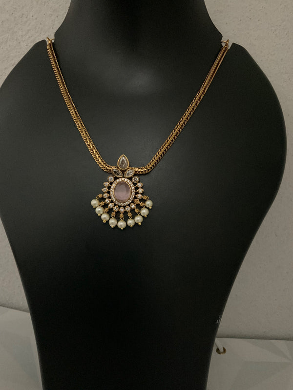 simple pink stone necklace #Style# 1316.