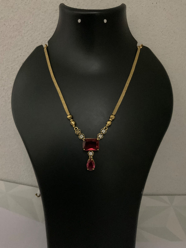 Simple ruby necklace #style# 1311