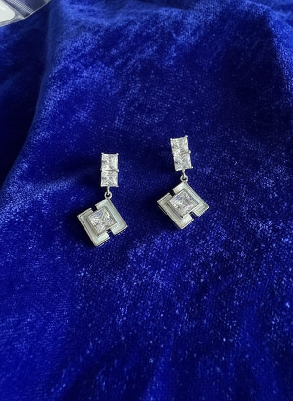 Bold square stone earring