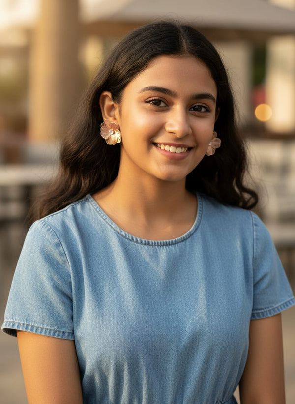 Rose gold korean earring