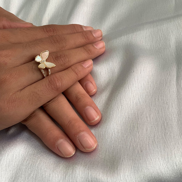 Enamel butterfly ring