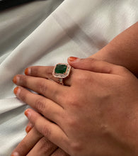 Rose gold green stone studded ring