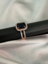 Rose  gold blue  cubic zirconia studded ring