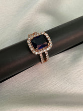 Rose  gold blue  cubic zirconia studded ring