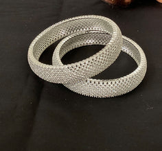 Silver Shimmering stone bangles