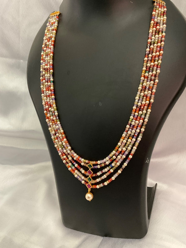 4 Layered multicolor bead necklace