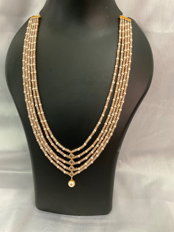 4 layered peach bead necklace