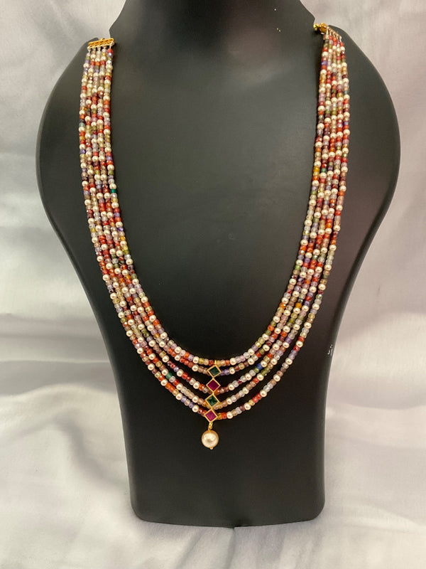 4 Layered multicolor bead necklace