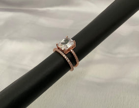 Rose gold square cut diamond ring with band ring