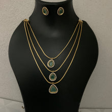 Green stone Stylish Layered Necklace.