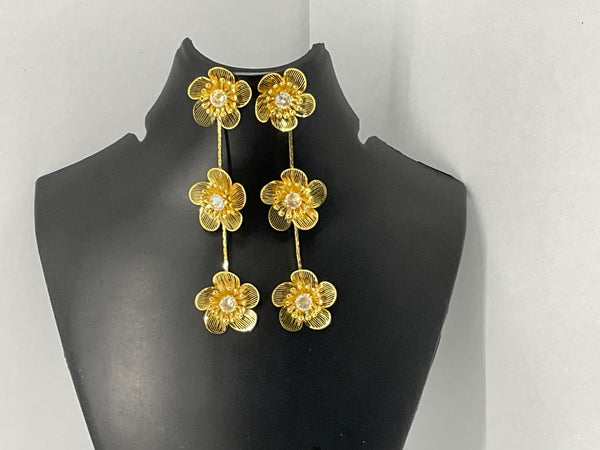 Korean gold plated floral earring